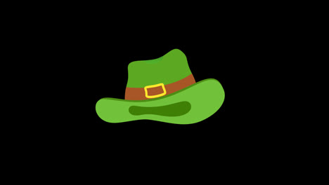 Sombrero-De-Duende-Verde-Aislado-En-Animación-Blanca-Con-Canal-Alfa