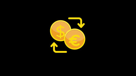 Currency-exchange-symbol-with-arrows-pointing-in-opposite-directions,-one-with-dollar-sign-and-one-with-euro-sign-animation