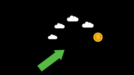 Münzgeld-Dollar-Mit-Pfeil-Nach-Oben-Konzept-Symbol-Loop-Animationsvideo-Mit-Alphakanal