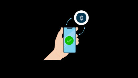 hand-holding-a-smart-phone-with-a-checkmark-on-the-screen-with-a-connected-Bluetooth-device-concept-icon-animation-with-alpha-channel