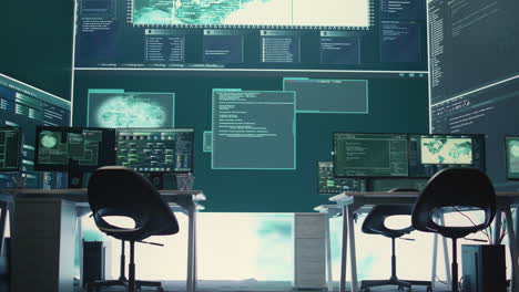 Empty-governmental-cyber-security-room-with-computers-and-software-displays