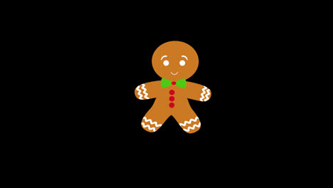 Gingerbread-man-holiday-biscuit-or-cookie-concept-icon-loop-animation-video-with-alpha-channel