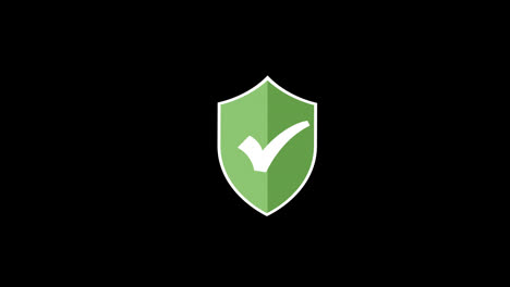 A-green-shield-with-a-white-check-mark-in-the-center,-symbolizing-security-or-approval-concept-icon-animation-with-alpha-channel