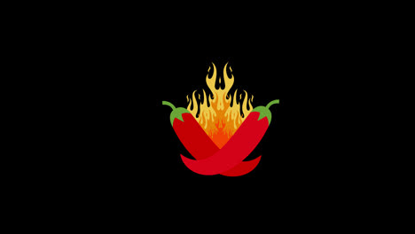 Red-Hot-Chili-Leckere-Pfeffer-Brennen-Feuer-Konzept-Symbol-Animation-Mit-Alpha-Kanal