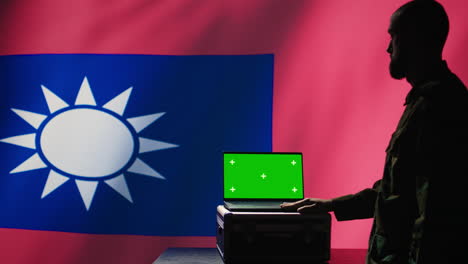 Taiwan-liberation-insurgent-using-radar-on-green-screen-laptop