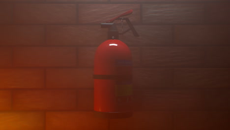 Extinguisher-hanging-on-the-brick-wall.-Safety-device-used-in-case-of-fire.-First-line-of-defense.-It-can-protect-building-from-burn-in-flames-before-the-firefighters-respond-to-the-alarm-and-arrive.