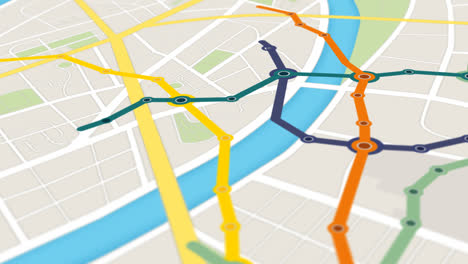 GPS-Navigation-Für-Den-U-Bahn-Verkehr.-Navigation-Für-U-Bahn,-Untergrundbahn-Und-Untergrundbahn-Auf-Dem-Stadtplan.-Städtisches-Verkehrssystem.-Züge-Fahren-In-Industrieländern-Mit-Dem-Zug-Durch-Bahnhöfe.