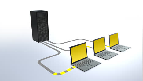 Computación-En-La-Nube.-La-Animación-Presenta-Cuadernos-Que-Transfieren-Datos-A-La-Nube.-Los-Archivos-Se-Cargan-Utilizando-Una-Infraestructura-De-Red-Con-Mucho-Espacio-De-Almacenamiento-Y-Una-Estructura-Avanzada-De-La-Base-De-Datos.