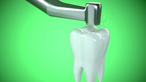 Diente-Humano-Perforado-Por-Un-Barrenador-Dental-Para-Hacerlo-Sano-Y-Libre-De-Dolor-De-Muelas.-Video-Conceptual-Explicativo-Del-Fresado-Dental.-La-Visita-A-La-Clínica-De-Estomatología.-Fondo-Verde.-Ampliar-La-Vista.-Hd