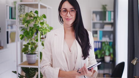 Portrait-of-Businesswoman-Looking-at-Camera-Successful-Woman-Smiling-and-Happy