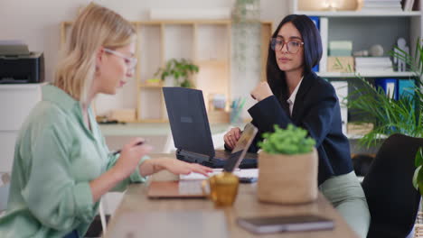 Two-Female-Teammates-Working-on-Project-in-Office