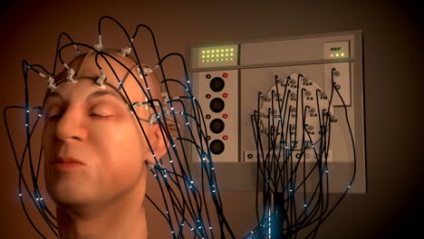 Mann,-Der-An-Ein-EEG-Gerät-Oder-Elektroenzephalographen-Angeschlossen-Ist,-Das-Eine-Grafische-Aufzeichnung-Der-Elektrischen-Aktivität-Des-Menschlichen-Gehirns-Erstellt.-Perfekte-Animation-Für-Alle-Wissenschaftlichen-Oder-Medizinischen-Zwecke.-HD