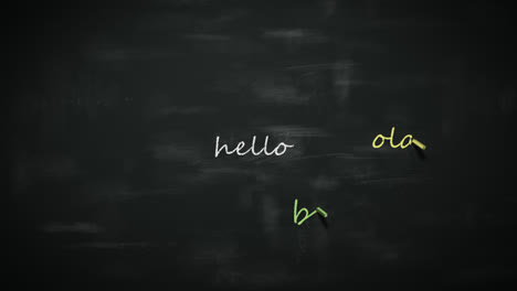 Typography-animation.-Colorful-chalks-writing-‘Hello’-word-in-multiple-different-international-foreign-languages-on-the-black-chalkboard.-Language-learning-concept.