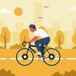 Bewegungsgrafik-Einer-Fahrradrennen-Illustration-Im-Flachen-Design