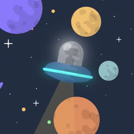 Motion-Graphic-of-Ufo-background-with-planets-in-flat-design