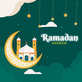 Bewegungsgrafik-Des-Flachen-Ramadan-Feier-Hintergrunds