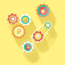 Motion-Graphic-of-Yellow-background-with-gears-in-flat-design