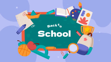 Motion-Graphic-of-Flat-back-to-school-background-with-school-supplies-and-blackboard