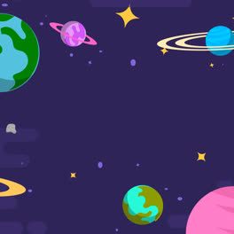 Motion-Graphic-of-Galaxy-background-with-planets-in-flat-design