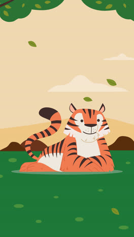 Bewegungsgrafik-Mit-Flachem-Hintergrund-Zur-Sensibilisierung-Für-Den-Internationalen-Tigertag
