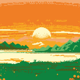 Gráfico-En-Movimiento-De-Fondo-De-Paisaje-Rural-De-Pixel-Art