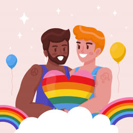 Gráfico-En-Movimiento-De-Ilustración-Plana-Para-La-Celebración-Del-Mes-Del-Orgullo