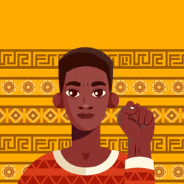 Motion-Graphic-of-Flat-illustration-for-black-awareness-day-with-man-and-fist-up