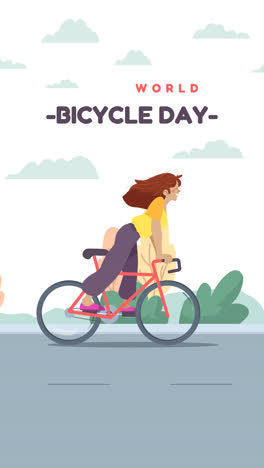 Gráfico-En-Movimiento-De-La-Ilustración-Del-Día-Mundial-De-La-Bicicleta-De-Dibujos-Animados