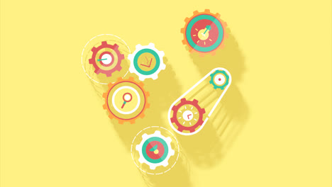 Motion-Graphic-of-Yellow-background-with-gears-in-flat-design
