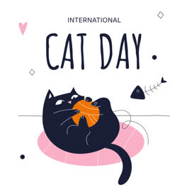 Motion-Graphic-of-Flat-international-cat-day-instagram-stories-collection