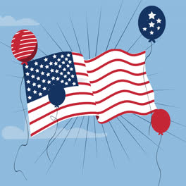 Bewegungsgrafik-Der-Organischen-Flachen-USA-Memorial-Day-Illustration