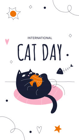 Gráfico-En-Movimiento-De-La-Colección-De-Historias-De-Instagram-Del-Día-Internacional-Del-Gato-Plano