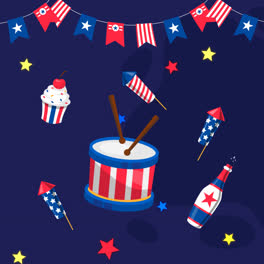 Motion-Graphic-of-Flat-background-for-american-4th-of-july-celebration