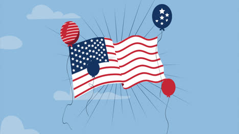 Bewegungsgrafik-Der-Organischen-Flachen-USA-Memorial-Day-Illustration