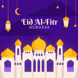 Gráfico-En-Movimiento-De-Fondo-Plano-Para-La-Celebración-Islámica-De-Eid-Al-fitr