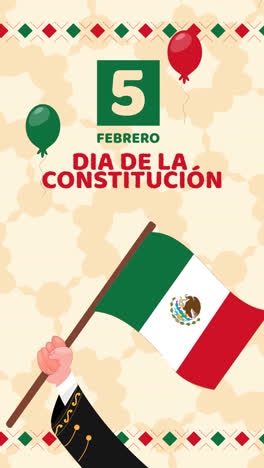 Gráfico-En-Movimiento-De-La-Bandera-Dibujada-A-Mano-Día-De-La-Constitución-De-México