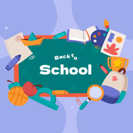 Motion-Graphic-of-Flat-back-to-school-background-with-school-supplies-and-blackboard