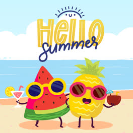 Motion-Graphic-of-Cartoon-hello-summer-illustration