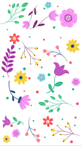 Gráfico-En-Movimiento-De-Fondo-De-Flores-Pintadas-De-Colores