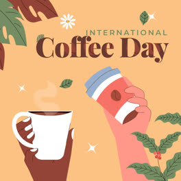 Gráfico-En-Movimiento-De-Fondo-Plano-Para-La-Celebración-Del-Día-Internacional-Del-Café