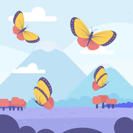 Motion-Graphic-of-Butterfly-swarm-flying-background