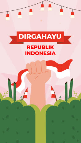 Bewegungsgrafik-Mit-Flachem-Hintergrund-Für-Die-Feier-Zum-Indonesischen-Unabhängigkeitstag