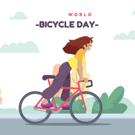 Gráfico-En-Movimiento-De-La-Ilustración-Del-Día-Mundial-De-La-Bicicleta-De-Dibujos-Animados