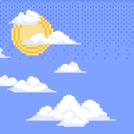 Bewegungsgrafik-Der-Flachen-Design-Pixel-Art-Wolkenillustration