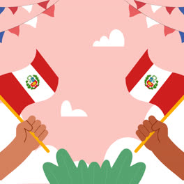 Bewegungsgrafik-Einer-Flachen-Illustration-Für-Peruanische-Fiestas-Patrias-Feiern