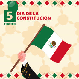 Gráfico-En-Movimiento-De-La-Bandera-Dibujada-A-Mano-Día-De-La-Constitución-De-México