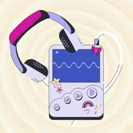 Bewegungsgrafik-Einer-Handgezeichneten-MP3-Player-Illustration