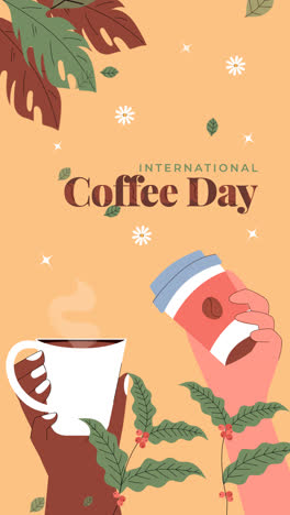 Bewegungsgrafik-Mit-Flachem-Hintergrund-Zur-Feier-Des-Internationalen-Kaffeetags