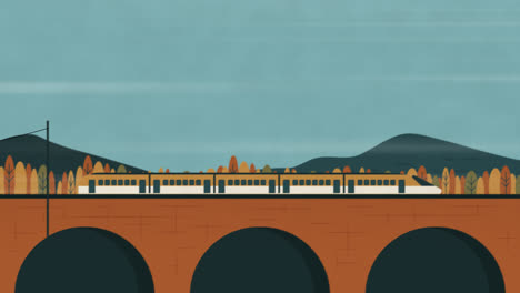 Gráfico-En-Movimiento-De-Banner-Horizontal-De-Viaje-En-Tren-De-Diseño-Plano