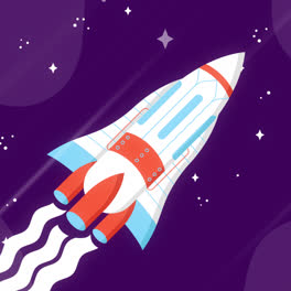 Motion-Graphic-of-Colorful-rocket-composition-with-flat-design